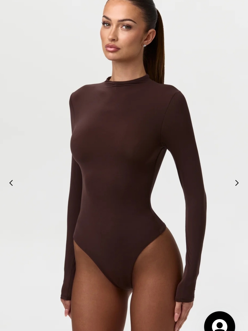 naked wardrobe Brown Long-Sleeve Mock Neck Bodysuit